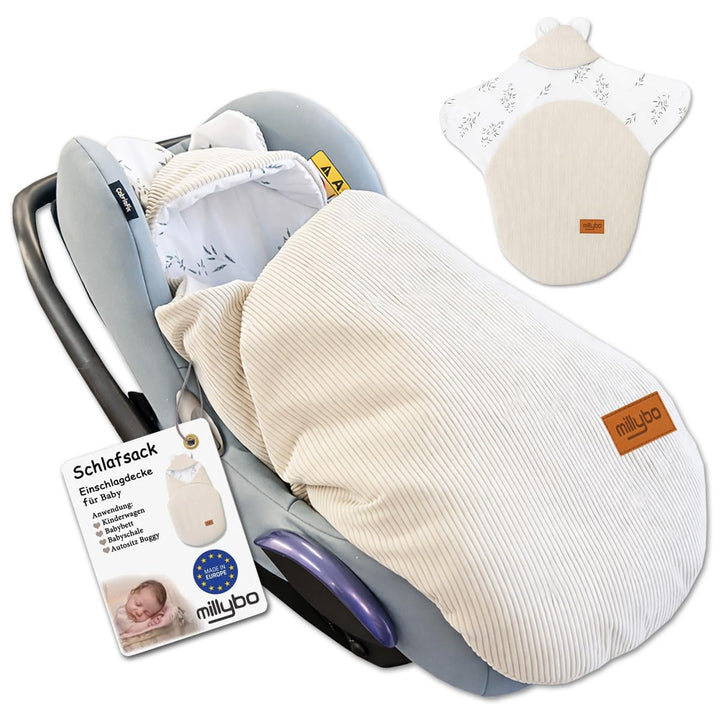 Baby Fusssack Einschlagdecke für Babyschale und Kinderwagen (Beige)