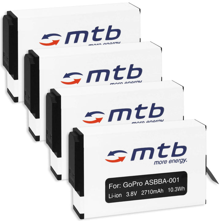 4 Akkus [2710 mAh / 3.85V / Li-Ion] für GoPro Fusion/ersetzt GoPro ASBBA-001 4x Akku, 4x Akku