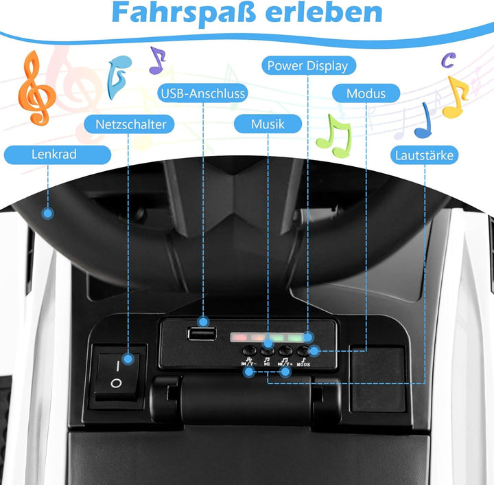 GOPLUS 3 in 1 Rutschauto, Lamborghini Schiebauto mit abnehmbarem Universalrad, USBs, Musik, Stauraum