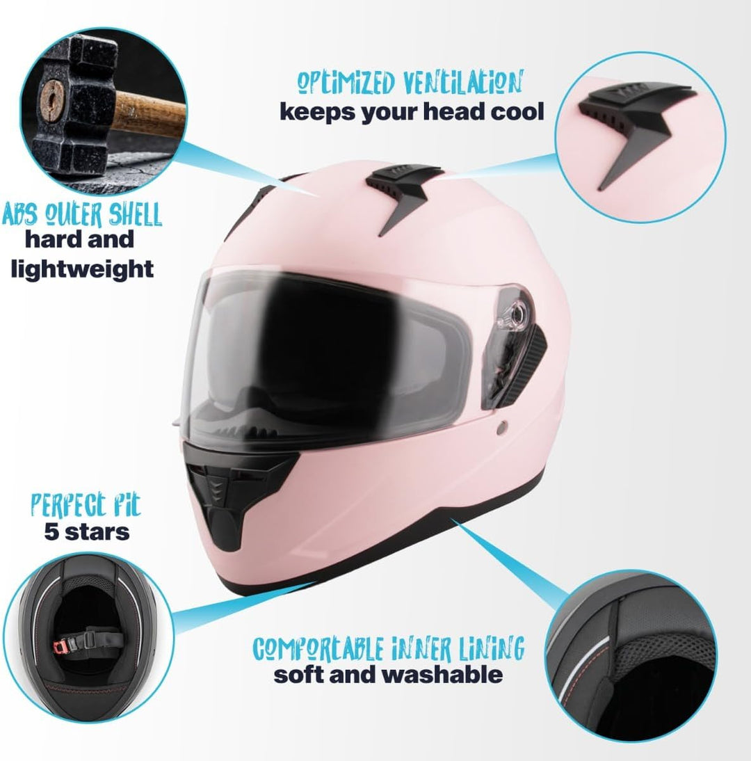 VINZ Kennet Integralhelm mit Sonnenblende | Motorrad Helm Vollvisierhelm Mopedhelm | Motorradhelm Fu
