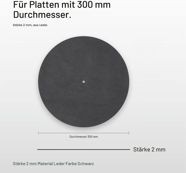 Pro-Ject Leather it, Plattentellerauflage aus Leder (Schwarz) Schwarz Single, Schwarz Single