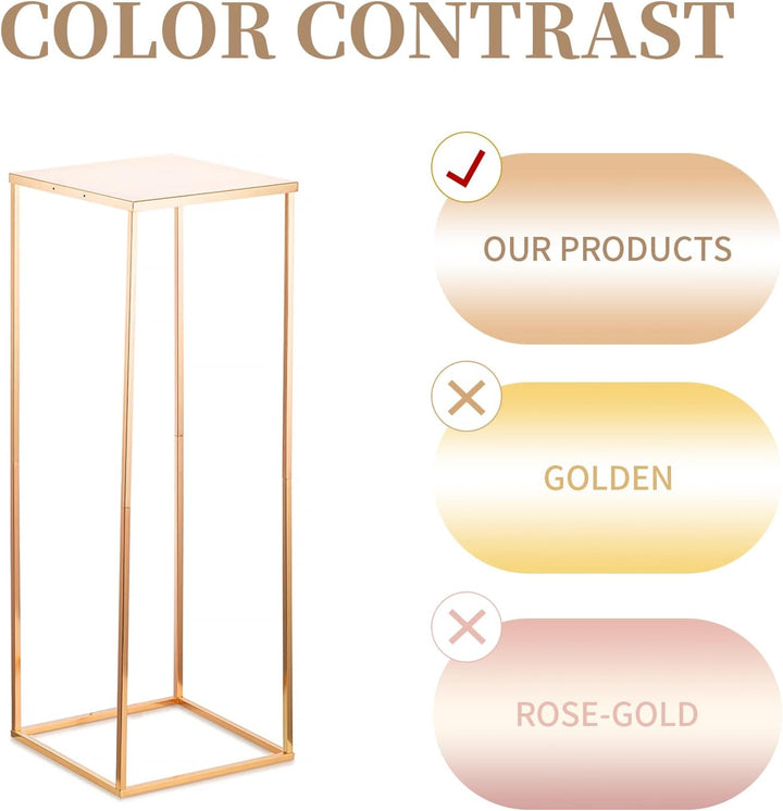 Sziqiqi 80cm Metall Gold Rechteckige Vasen mit Platte Hochzeits Tischdekoration – 10Stück Hoch Vase