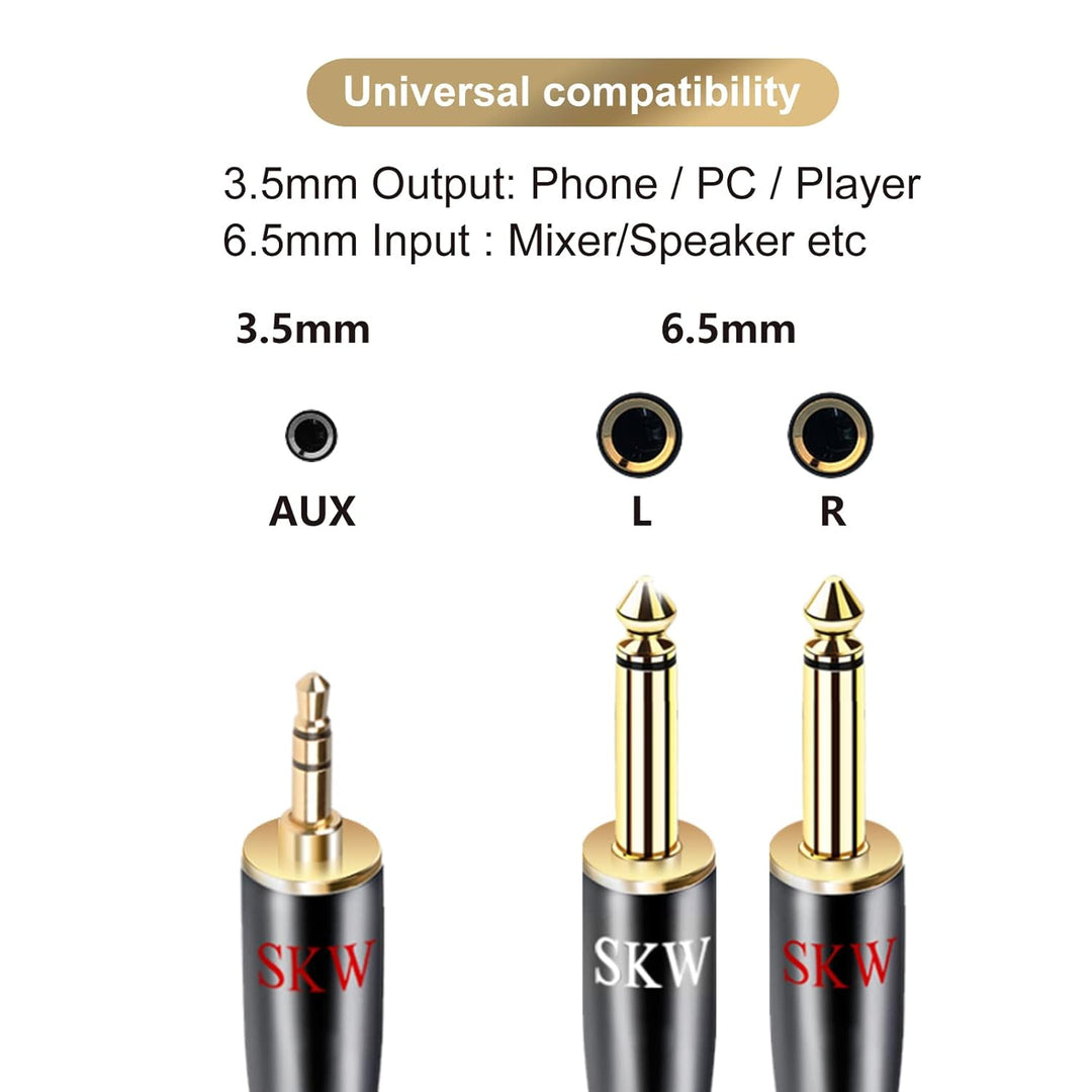 SKW 3.5mm Klinke auf Dual 6.35mm Y Audio Splitter Kabel, hochreines Kupfer Instrument Kabel Unterstü