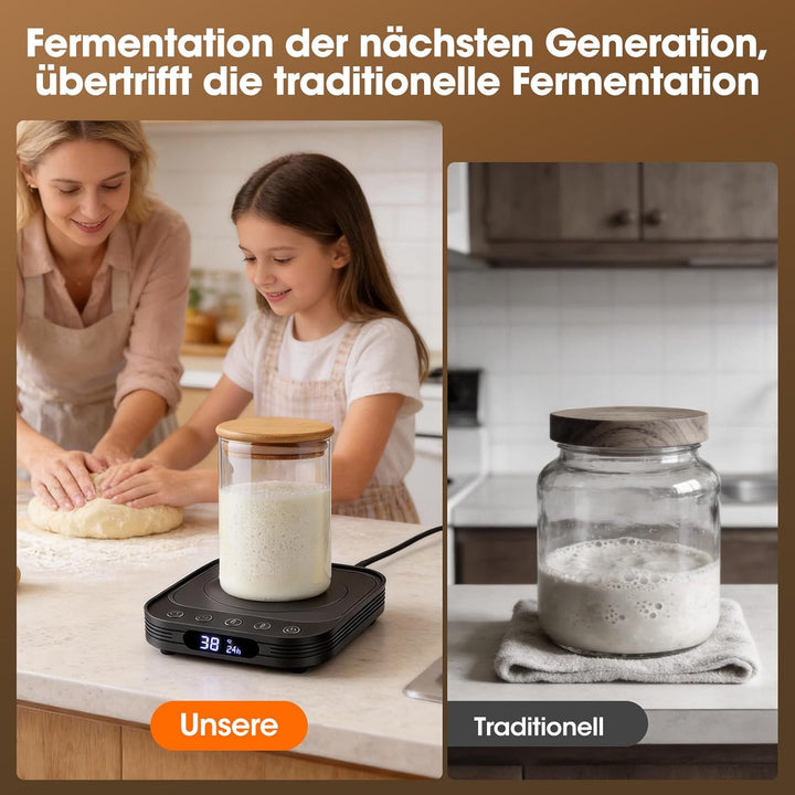 MQUPIN Sauerteig Starter Wärmer, 21-38°C Präzise 1°C Thermostat Sauerteigwärmer, Warmhalteplatte für