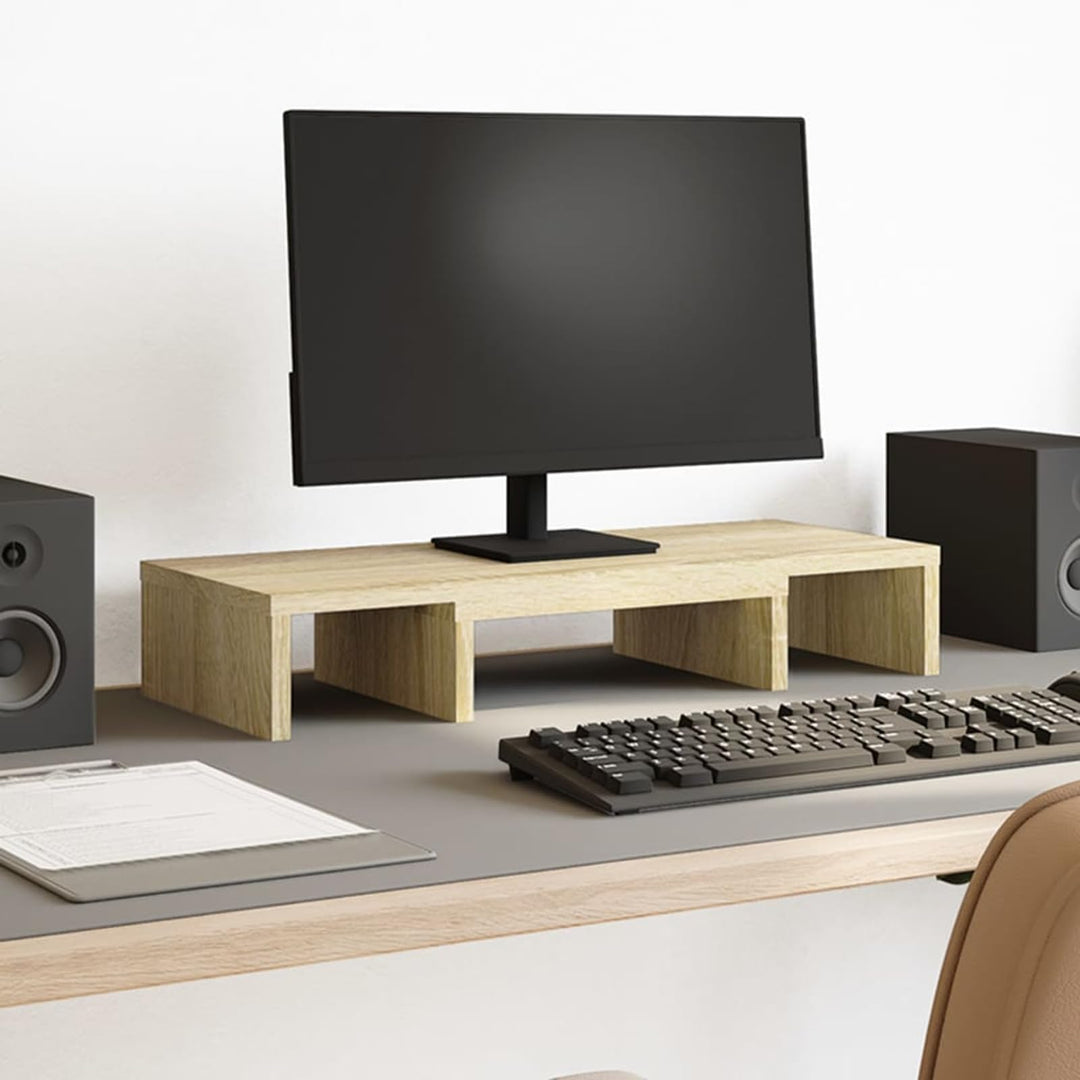 Monitorständer Verstellbar Sonoma-Eiche 60x24x10,5 cm | Verstellbare Länge bis 60 cm, neigbarer Wink