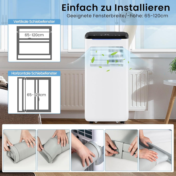 COSTWAY 9000 BTU mobile Klimaanlage mit Abluftschlauch, 4 in 1 Klimagerät mit Kühlen, Ventilator, He