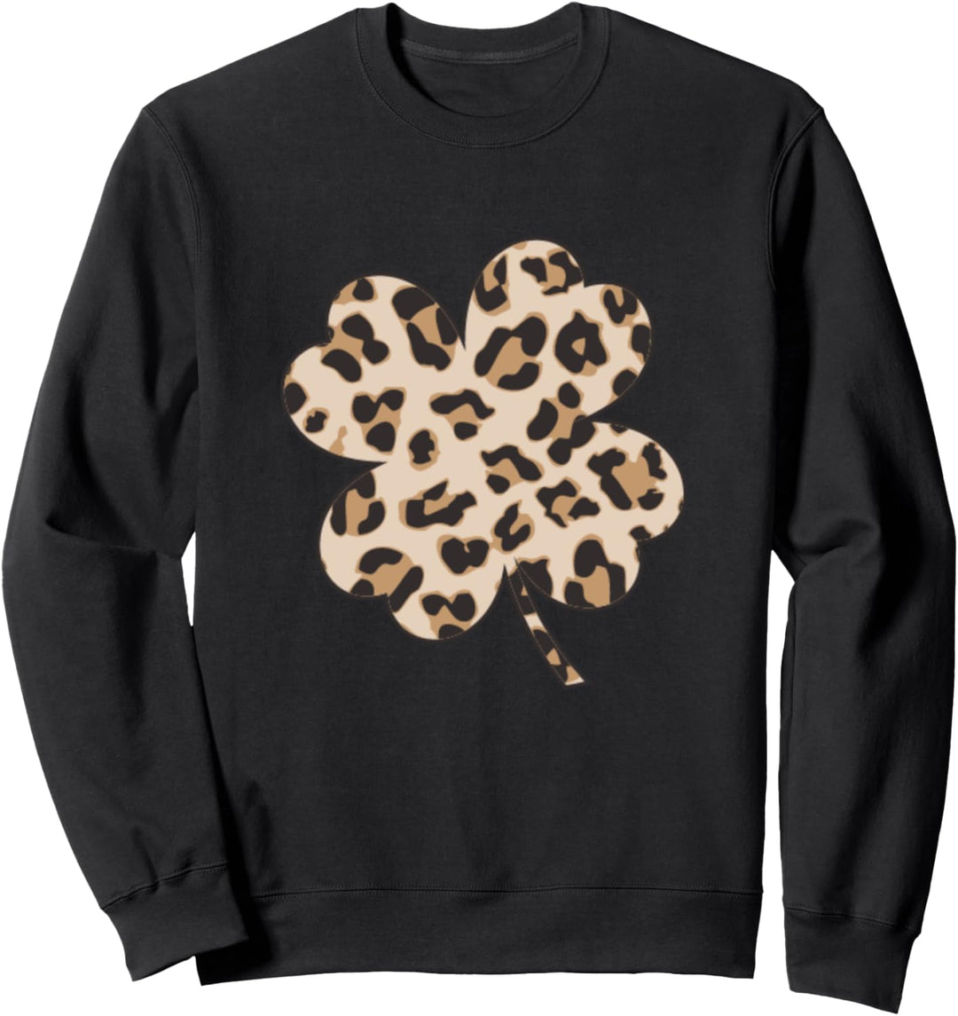 St. Patrick's Day Leopard druckt auf irischem Kleeblatt Sweatshirt