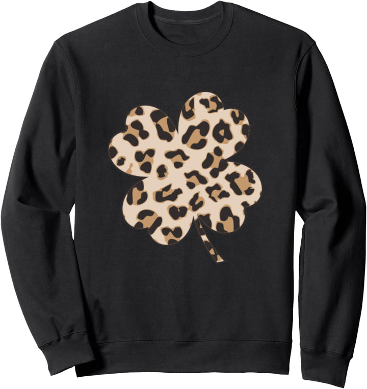 St. Patrick's Day Leopard druckt auf irischem Kleeblatt Sweatshirt
