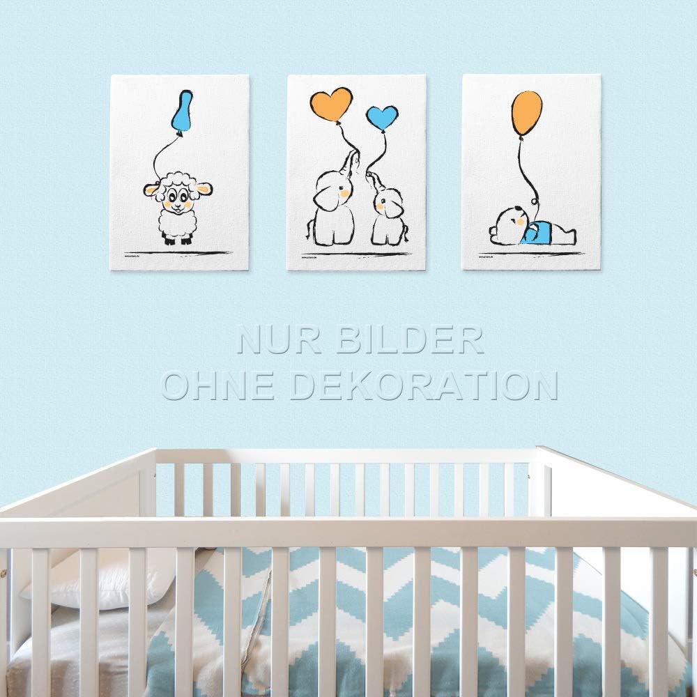 PRICARO Leinwand Baby-Boy, 30 x 40 cm, 3er Set