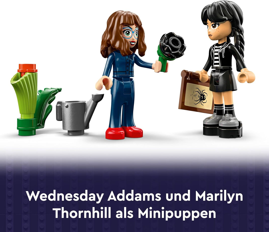 LEGO Wednesday Schwarze Dahlie Spielzeug - Spielset zum Bauen und Ausstellen mit 2 Minifiguren &amp; Zub