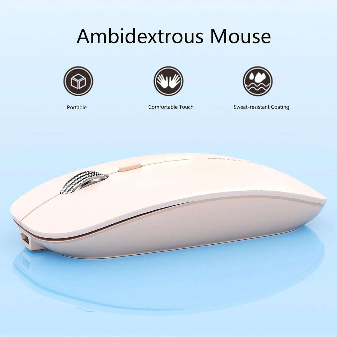 Uiosmuph Q5 Kabellos Maus, Wiederaufladbar Funkmaus 2.4G Leise Funkmaus Ultra Dünn Wireless Computer