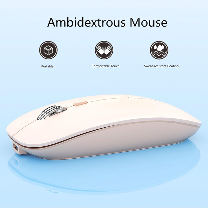Uiosmuph Q5 Kabellos Maus, Wiederaufladbar Funkmaus 2.4G Leise Funkmaus Ultra Dünn Wireless Computer
