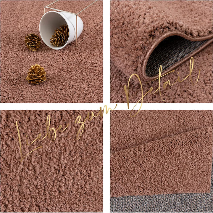 payé Teppich Hochflor Wohnzimmer - Pink - 60x110cm - Shaggy Einfarbig Soft Weich Schlafzimmer Kinder