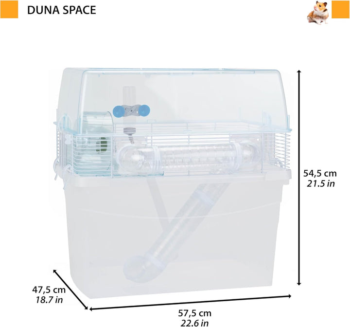 Ferplast Hamsterkäfig, DUNA SPACE Nagerkäfig, Kleintierkäfig, Hamsterzubehör inklusive, 58 x 47,5 x