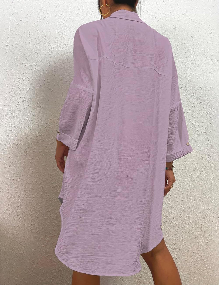 Bsubseach Frauen Badeanzug Coverup Shirt Kleid Button Down Badeanzug Cover Up Beachwear B-Lila M, B-