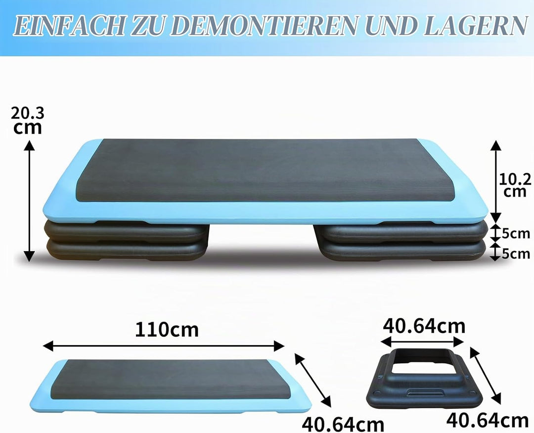 Aerobic Stepper 3-fach Höhenverstellbar Steppbrett 10/15/20 cm, Stepbench für zuhause bis 200 kg, Ru