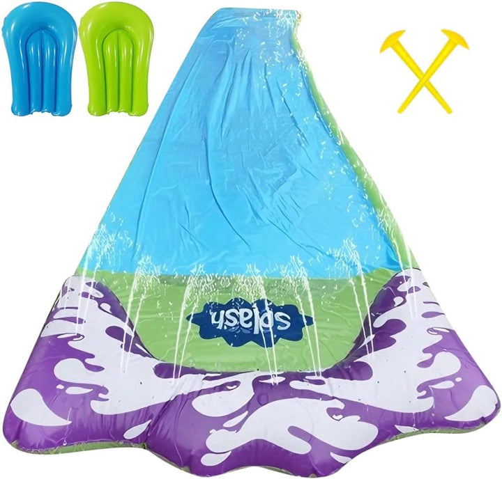 Wasserrutsche Garten, 480 x 70 cm Single Water Slide, Wasserrutschmatte mit 2 Bodyboards, Eingebaute