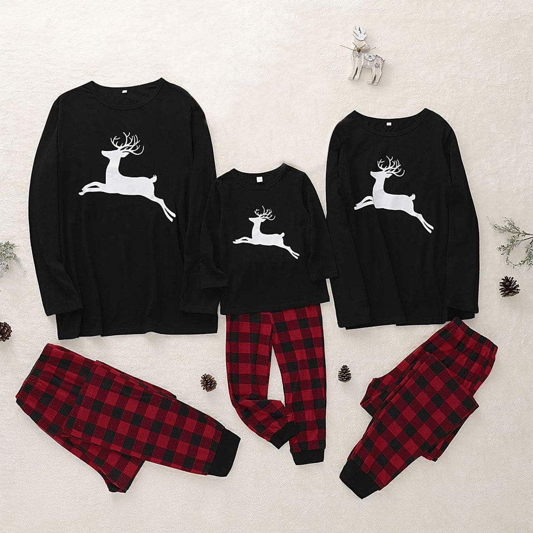 SANMIO Weihnachten Familie Outfit Set Matching Lange Ärmel Bluse + Plaid Lange Hosen Pyjama Set Dame
