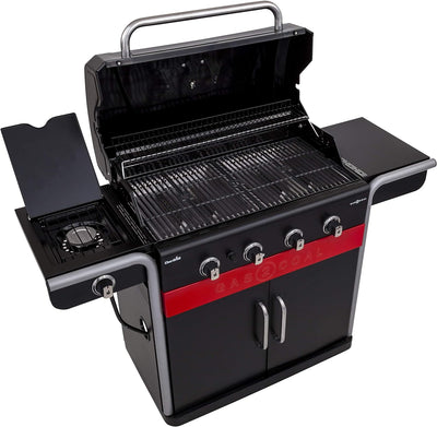 Char-Broil Gas2Coal 440 Hybrid Grill - 4 - Brenner Gas & Kohlegrill mit Seitenbrenner, Schwarz & 140