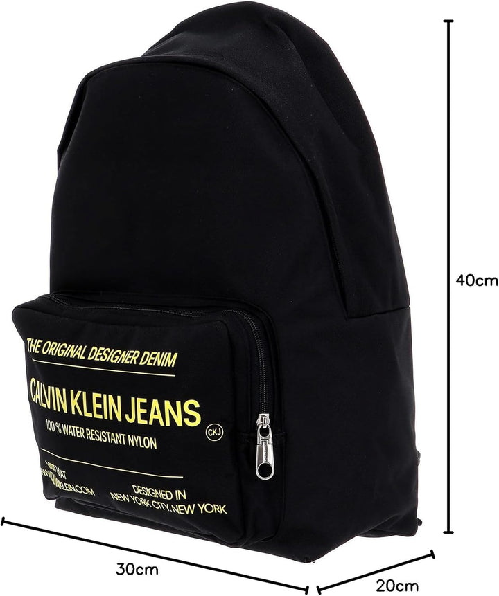Calvin Klein CKJ Sport Essential Campus Backpack Black with Industrial Print