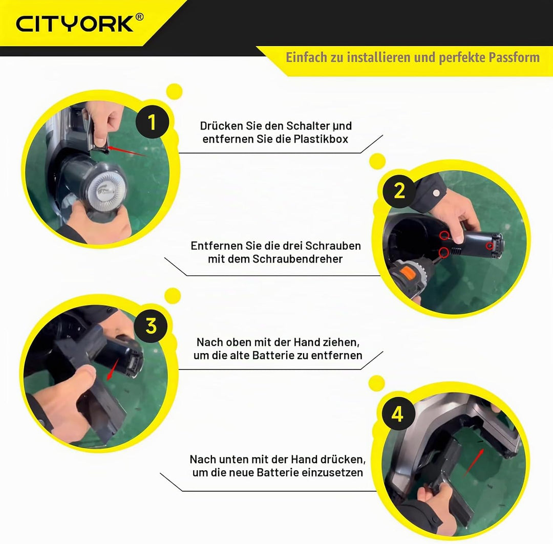 CITYORK 25.2V/3500mAh Ersatz Akku für Philips SpeedPro Max, Max Aqua/Stick Series, für Philips XC704