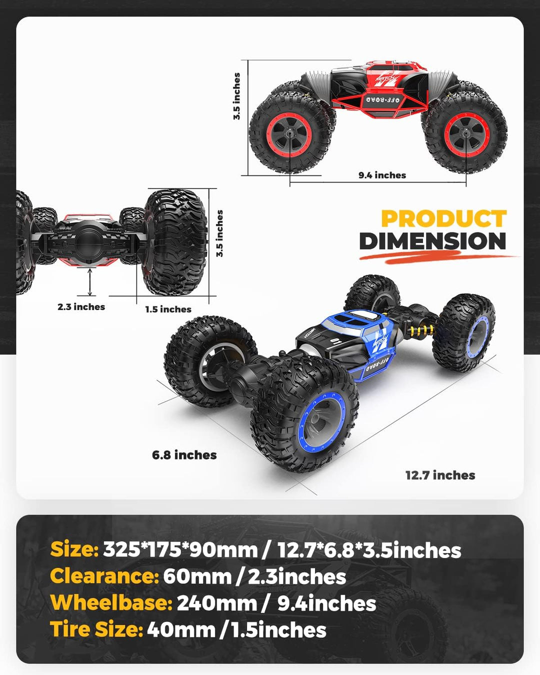 BEZGAR TD141 Ferngesteuertes Auto - 4WD 2.4GHz RC Autos für Kinder, Verwandeln Auto Spielzeug Stunt