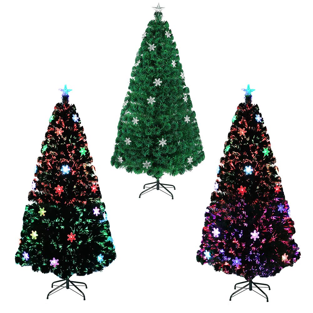 LZQ PVC Weihnachtsbaum Künstliche 120cm/ 4 ft mit Weihnachtsbäume mit LED Beleuchtung Glasfaser und
