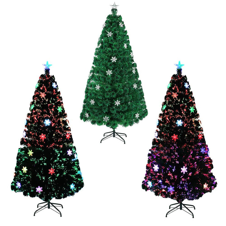 LZQ PVC Weihnachtsbaum Künstliche 120cm/ 4 ft mit Weihnachtsbäume mit LED Beleuchtung Glasfaser und