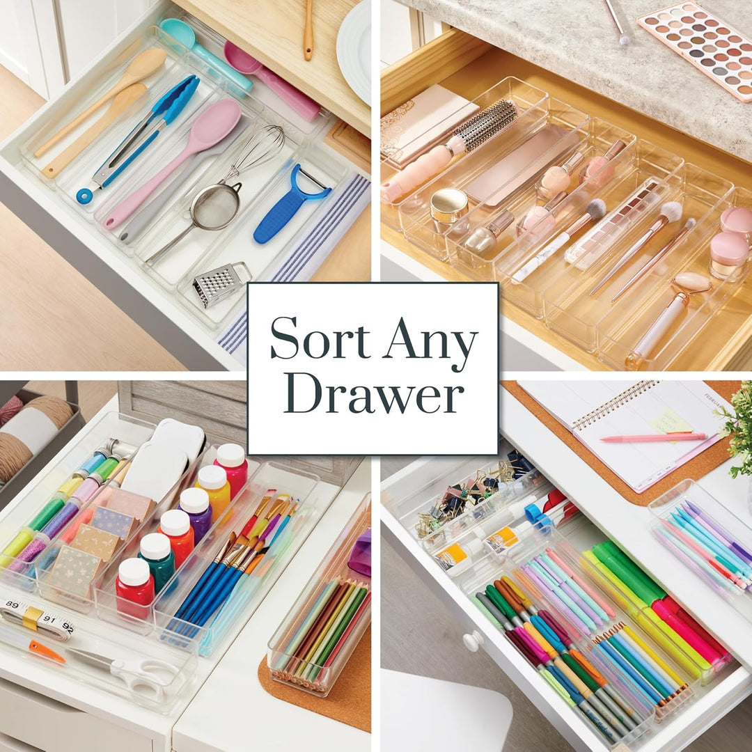 Schubladen-Organizer aus Kunststoff, transparent, 30,5 x 7,6 x 5,1 cm, 6 Stück 12" x 3", 12" x 3"