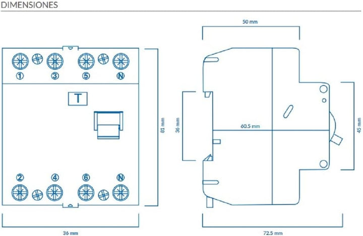 RASMACOR | Schutzschalter 4 Polig 40A | Fehlerstrom-Schutzschalter 4P 40A 30MA | Typ A 30MA | 40/4/0