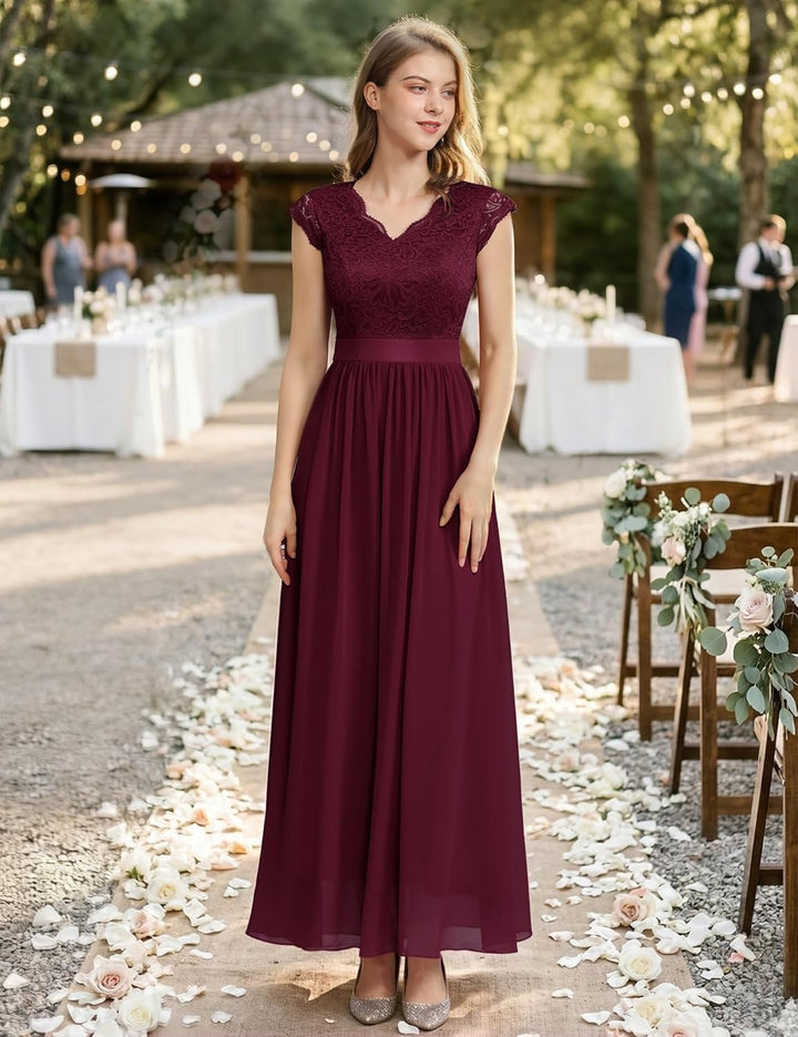 Dressystar Damen Ballkleid Maxi Lang Abendkleider Elegant für Hochzeit Spitzen Cocktailkeid, XXL Ban