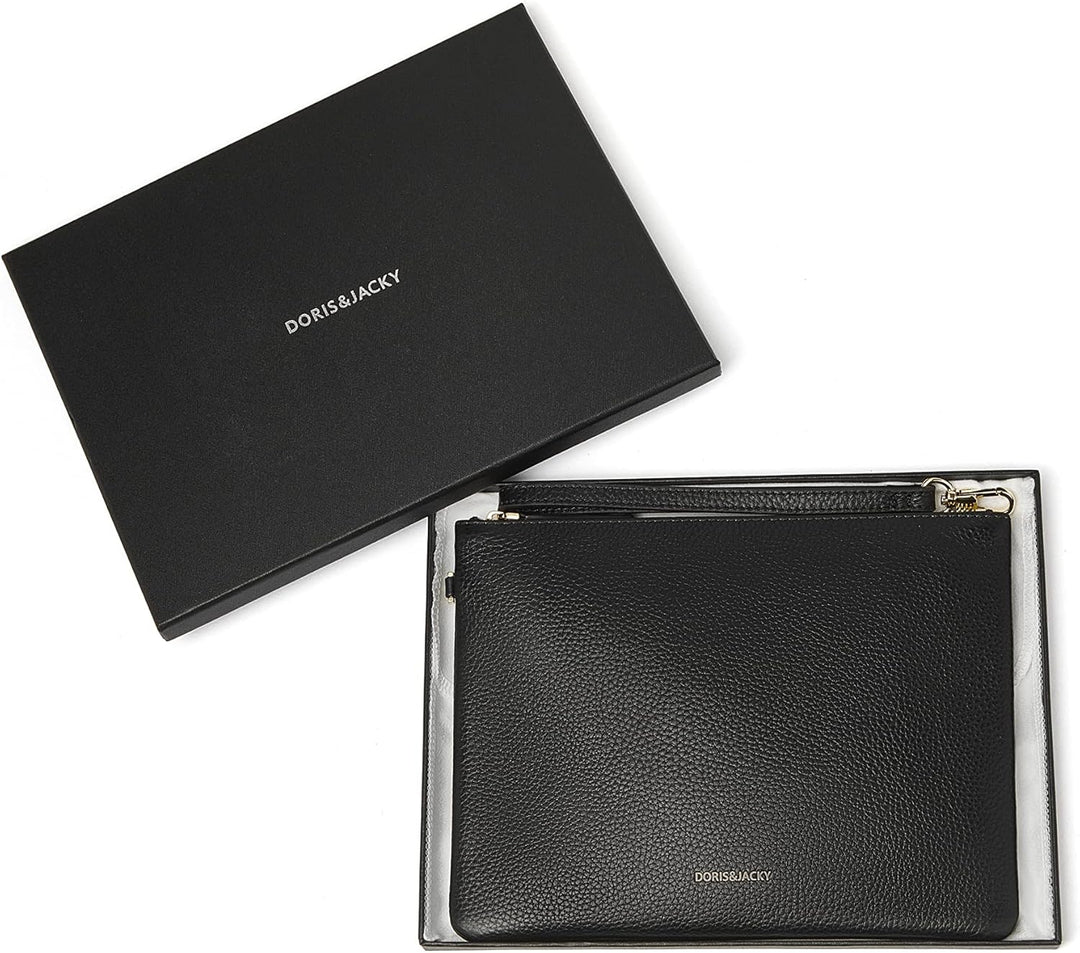 DORIS&JACKY Lammfell Leder Wristlet Clutch Geldbörse Für Frauen Grosse Weiche Designer Geldbörse Mit