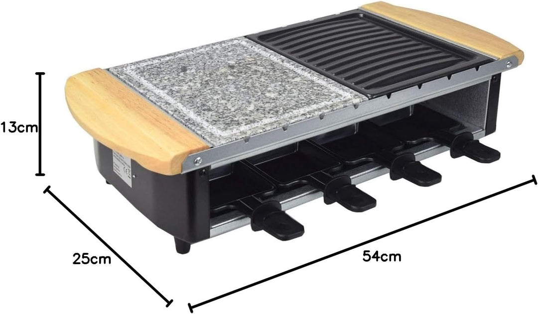 Syntrox Germany Edelstahl Design Raclette Uri mit Grill und Heisser Stein für 8 Personen