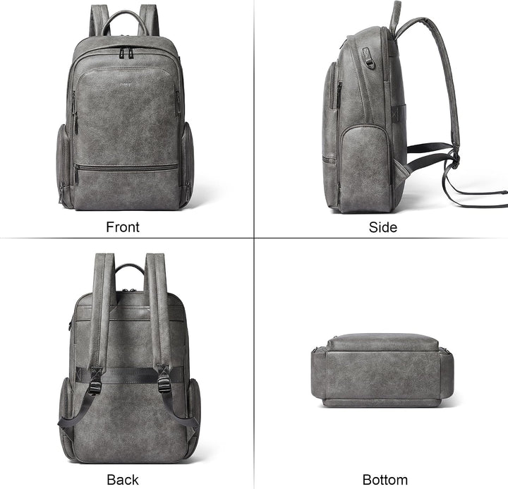 Veganer Lederrucksack für Damen und Herren, passend für 16,0 Zoll Laptop, weicher Reiserucksack für
