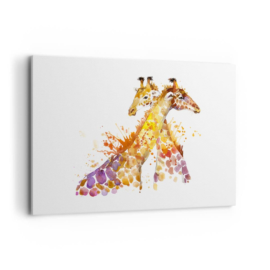 Bilder auf Leinwand 100x70cm Leinwandbild Giraffen Tiere Kinder Safari Gross Wanddeko Bild Schlafzim