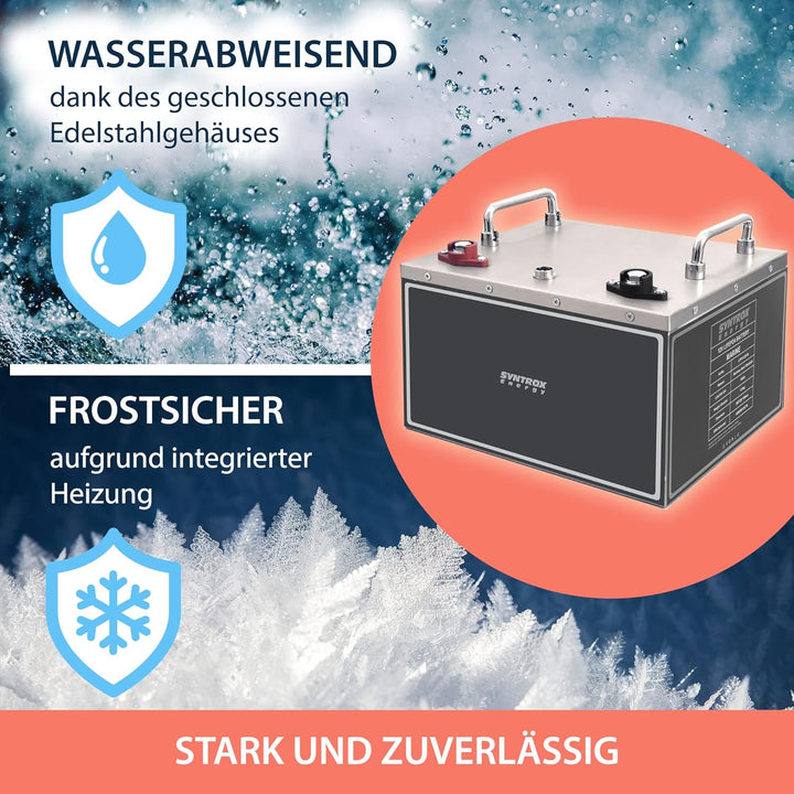 Syntrox Germany Energy Lithium LiFePO4 Wohnmobil Untersitz Batterie Akku 12,8V BMS mit Bluetooth 100
