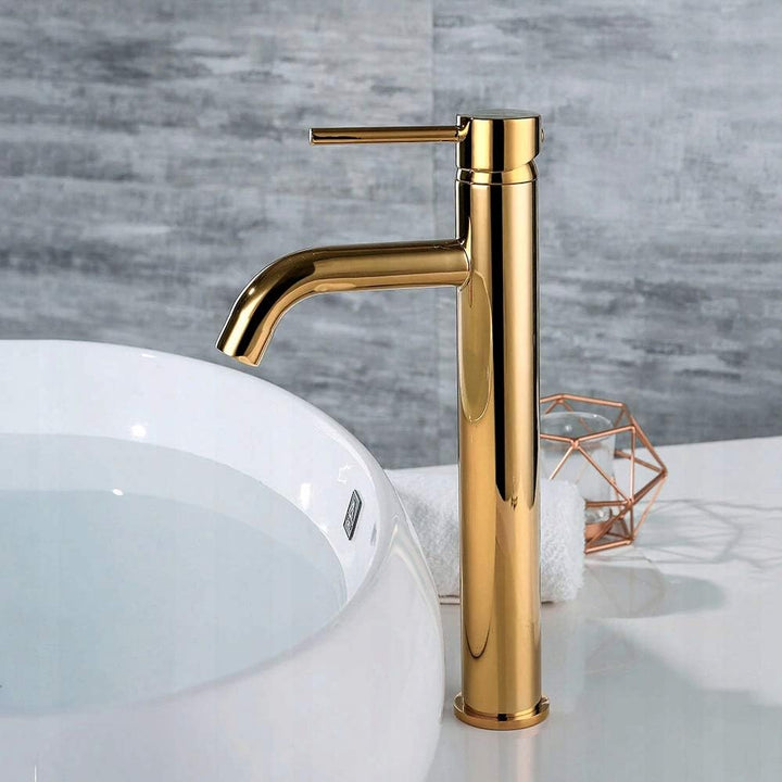 VBChome Waschbecken Armatur hoch Gold Bad Wasserhahn Waschtisch Badarmatur Waschbeckenamatur Waschti