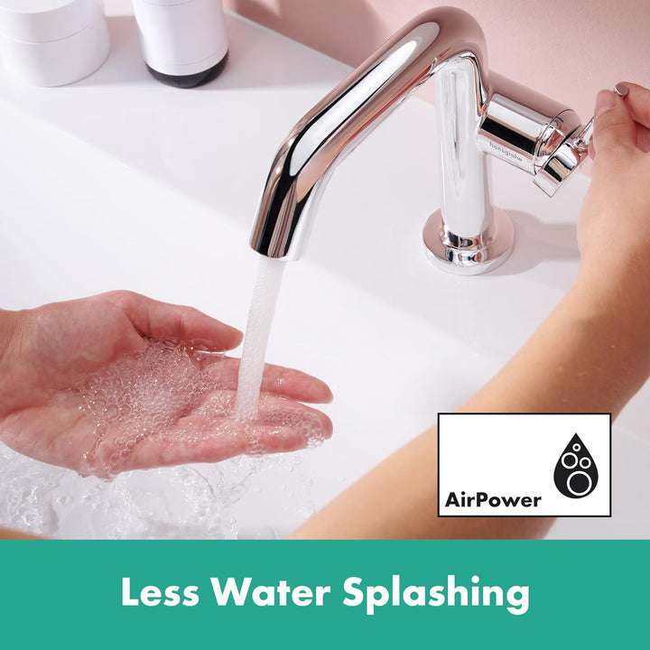 hansgrohe Tecturis S Fine - Waschtischarmatur mit Push-Open Ablauf, energiesparend (CoolStart), Wass