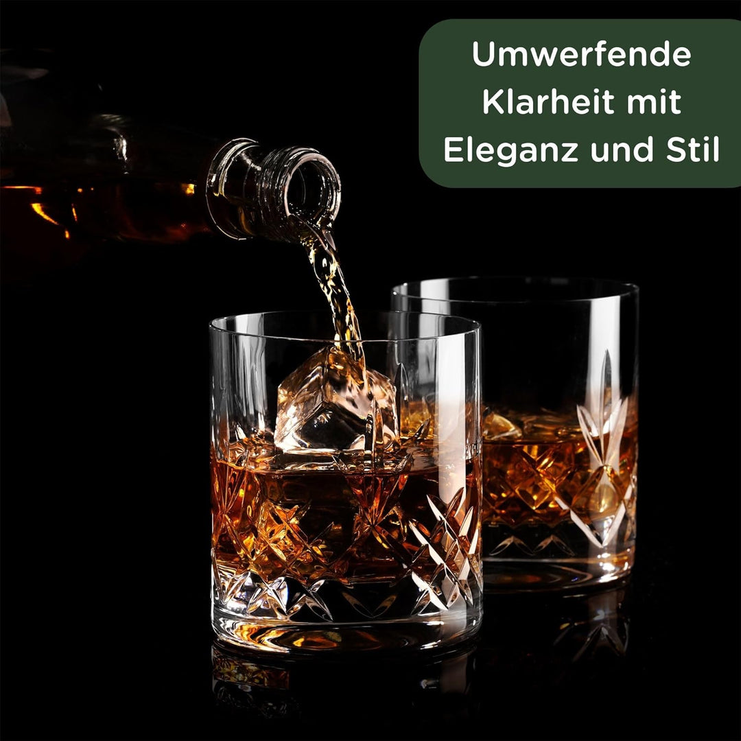Hemswell Kristall Whisky Gläser Set, 2 Stück – 310 ml, altmodische Gläser, Whisky-Becher – tradition