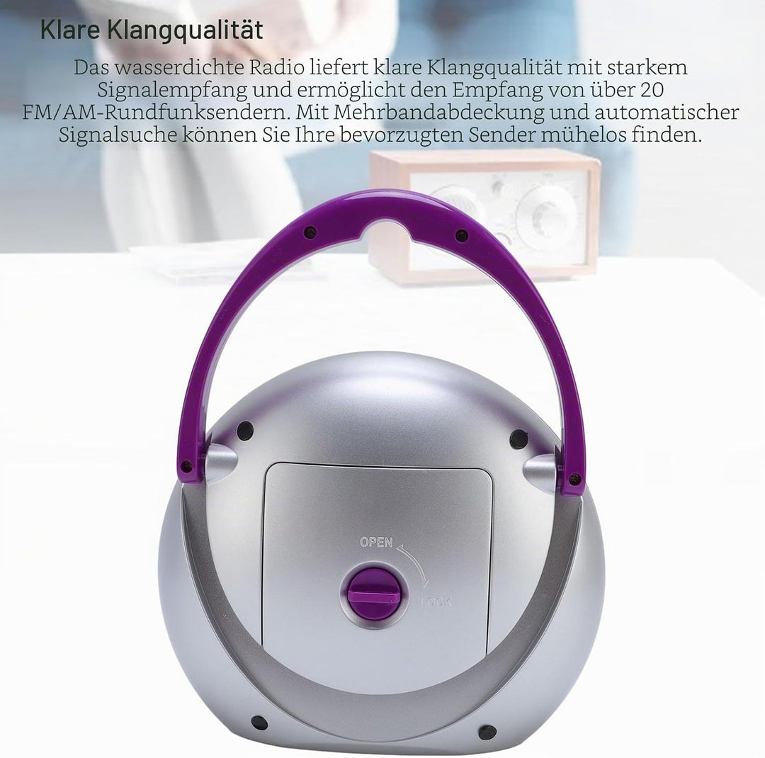 IPX4 Water Proof Duschfunk Tragbares AM/FM, Mehr Als 20 Senderempfang, ABS Badezimmer Radio mit Hake