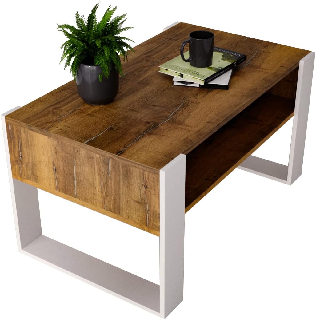 MRBLS Couchtisch – modernes rustikales Design – Wohnzimmer-Tisch Beistelltisch Kaffeetisch Sofatisch