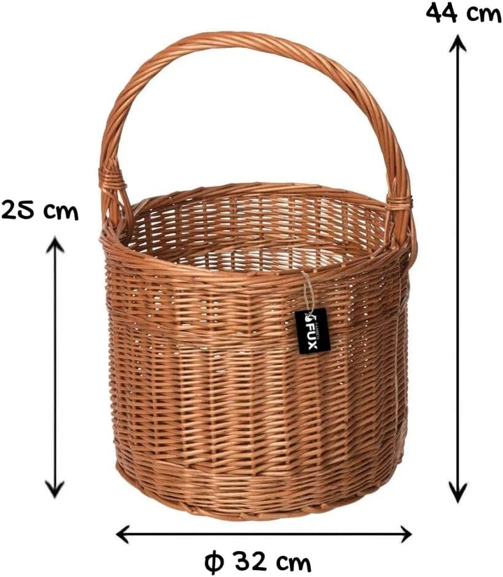 Einkaufskorb rund Weidenkorb gesottener geflochtener Henkelkorb Ø32cm