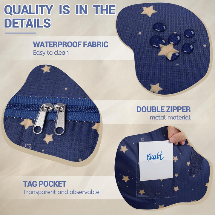 Grosse Aufbewahrungstaschen, 105 l, robuste Umzugstaschen mit stabilen Reissverschlüssen und Griff,