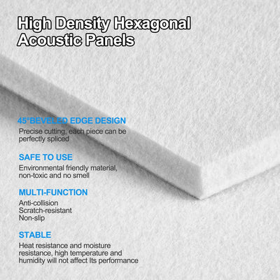 Hexagon Akustikplatten mit Aufkleber, Schalldämmung Wand, 12 Stück, Hohe Dichte Akustikpaneele für D