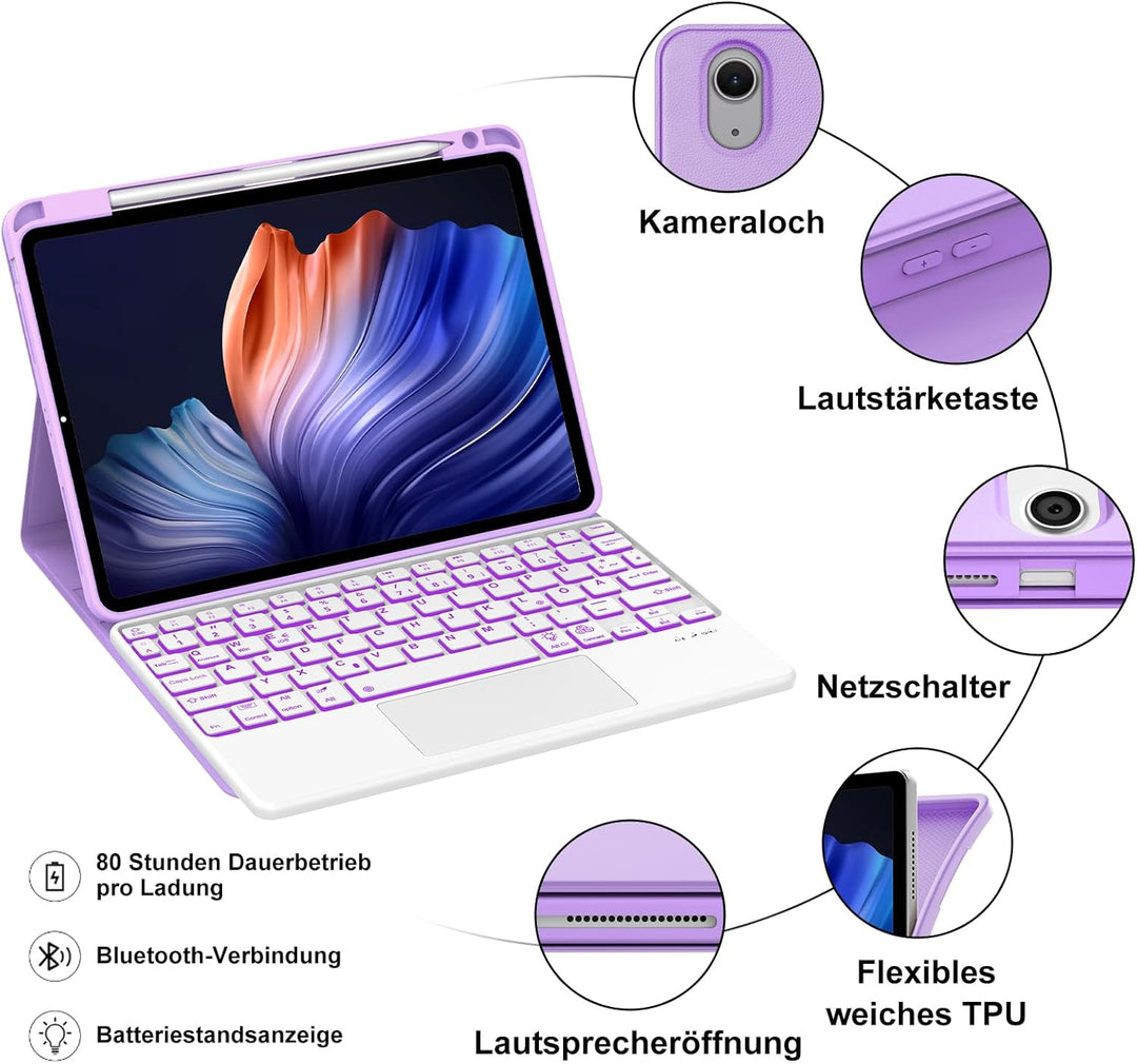 WINCHKING Tastatur Hülle für Samsung Galaxy Tab S10 FE 10.9 Zoll, Kompatibel Samsung Galaxy Tab S9 F