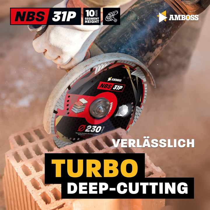Amboss NBS 31P - Diamant-Trennscheibe Ø 230 mm x 22,2 mm - Naturstein/Granit/Beton/Klinker/Dachziege