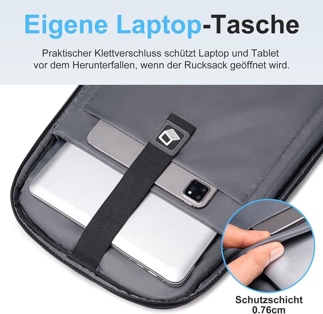 FENRUIEN Leichter Business Rucksack Herren 15.6 Zoll Wasserdicht Notebook Laptop Backpack 13L Laptop