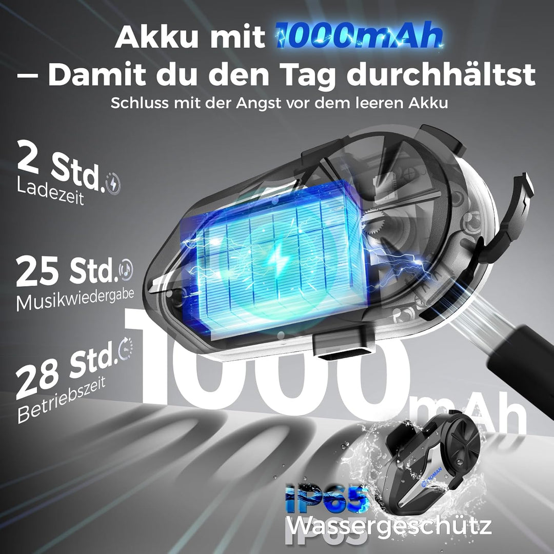 Moman CPX Motorrad Headset - 24 Motorräder Mesh Intercom, Helm Kommunikationssystem 2000M mit Multit