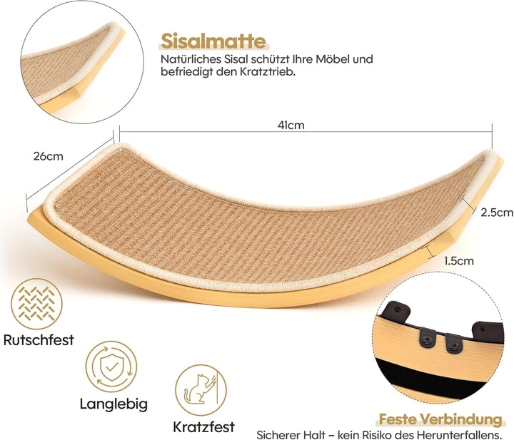 Katzen Kletterwand, Katzentreppe Wand Set mit 2 Stufen Quadratischer &amp; Gebogenen Plattformen, Wandmo