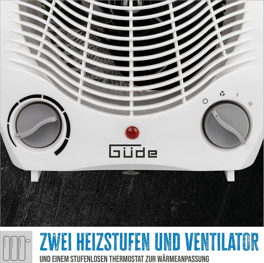 Güde 85175 Heizlüfter GH 2000 (2000 W Heizleistung, 2 Stufen (1000/2000 W), Ventilatorfunktion, Gebl